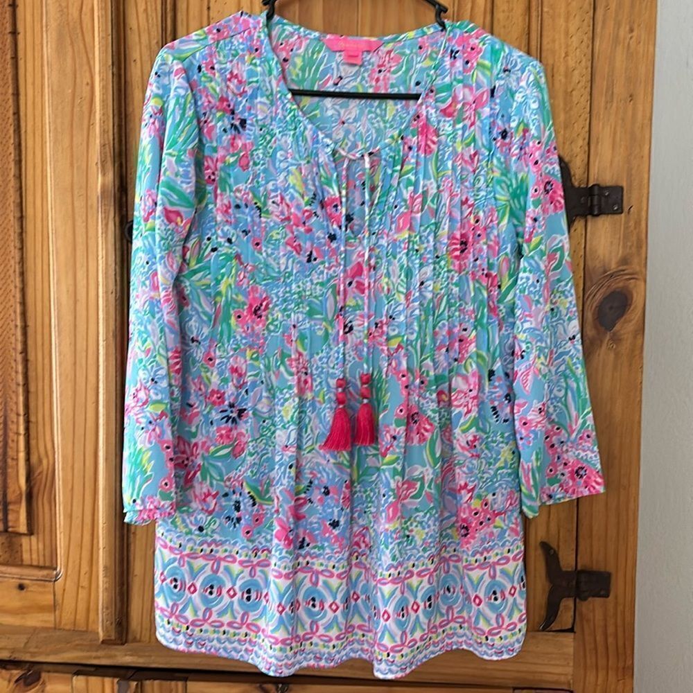 Lilly Pulitzer Marilina Pintucked Tunic Top - Picture 2 of 6